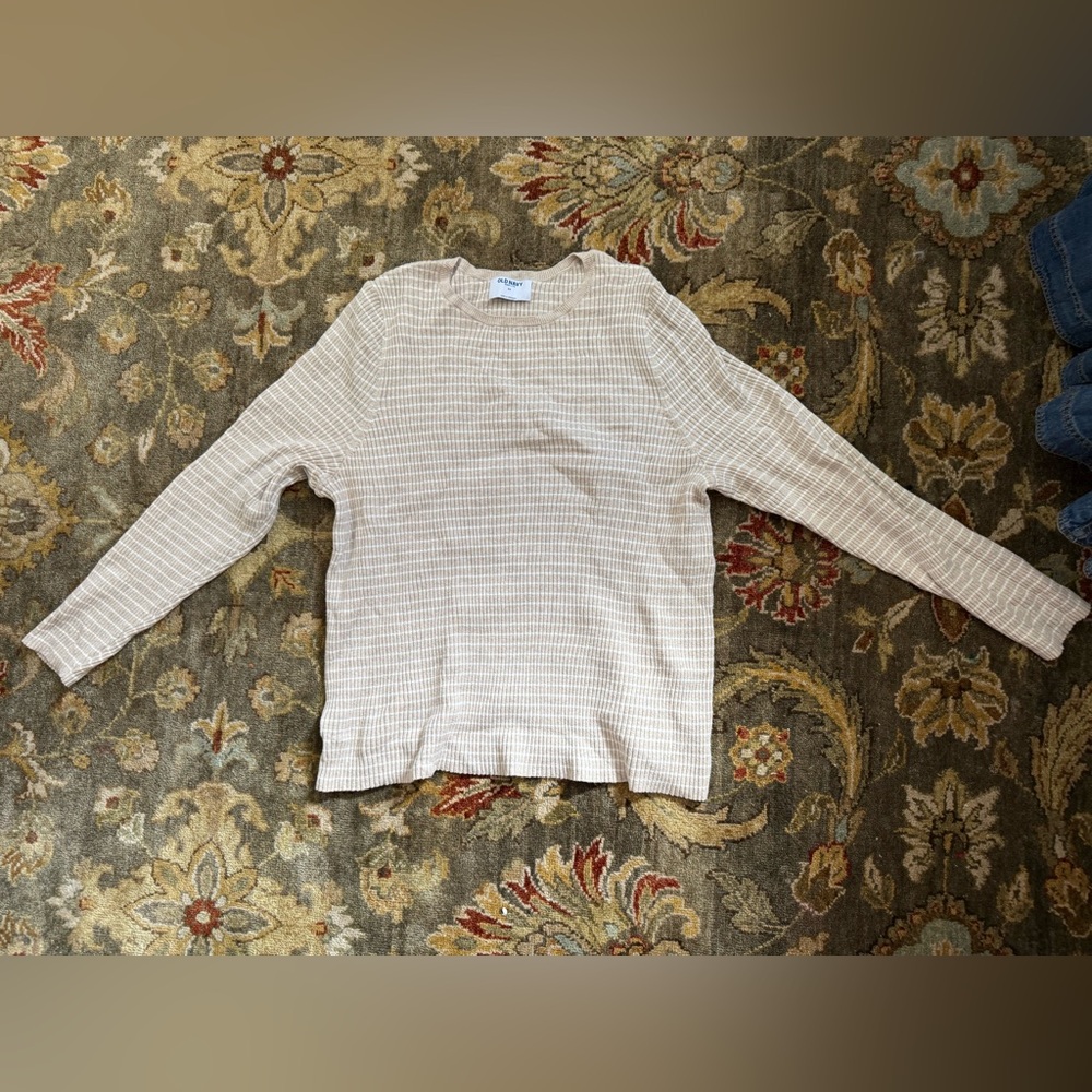Old Navy SoSoft Lite Ribbed Striped Sweater Top Beige 3X Plus Size